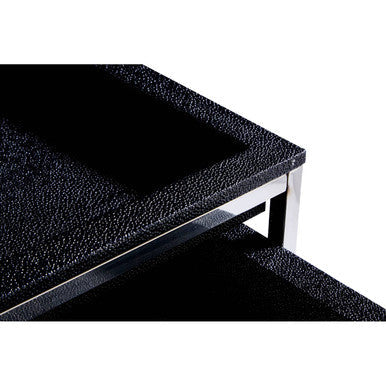 Orsina Pacific Nesting Tables | Faux Shark Skin & Stainless Steel