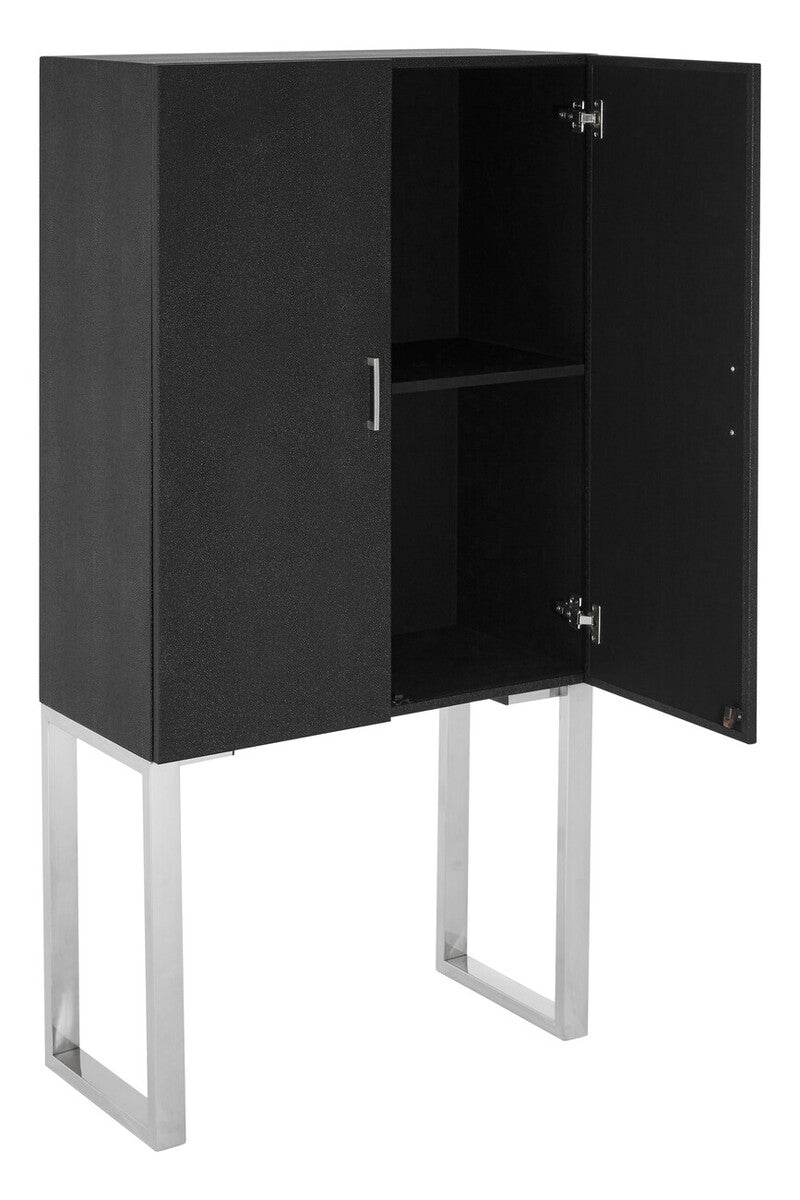 Orsina Pacific Black Faux Shark Skin Small Cabinet | Modern Storage