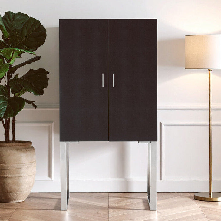 Orsina Pacific Black Faux Shark Skin Small Cabinet | Modern Storage