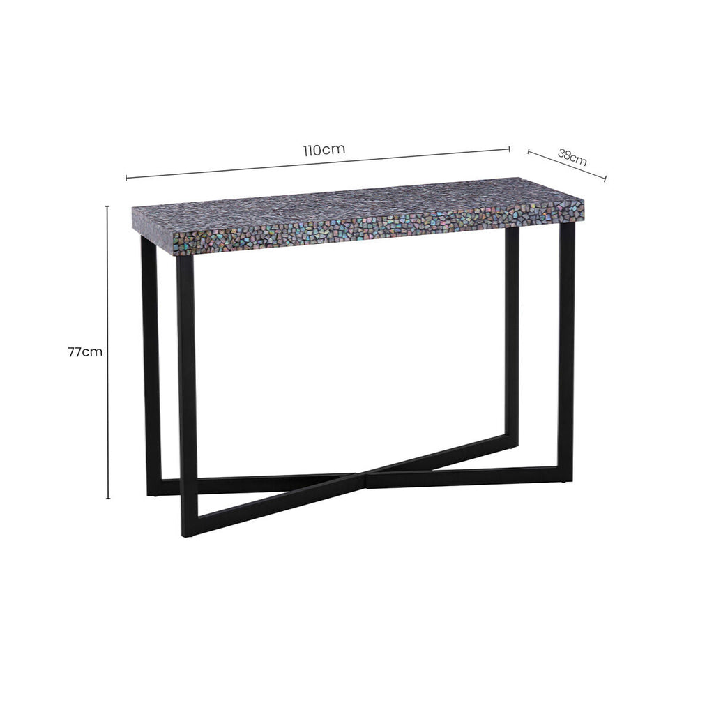 Orsina Fusion Crackle Shell Mosaic Rectangular Console Table
