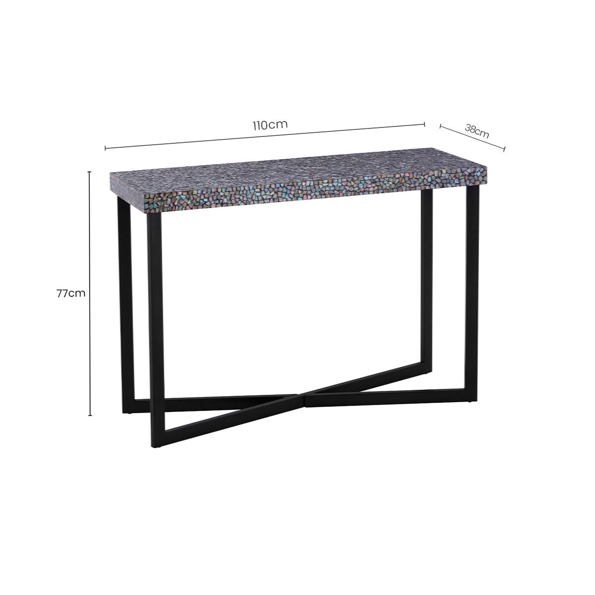 Orsina Fusion Crackle Shell Mosaic Rectangular Console Table