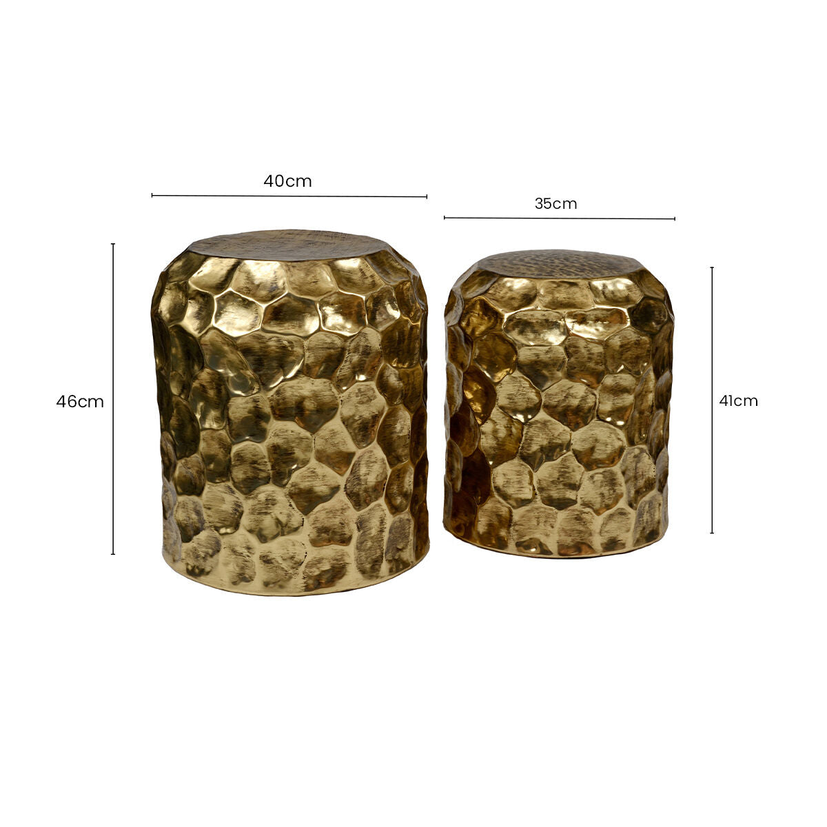 Orsina Templar Antique Brass Side Tables – Textured Set of 2