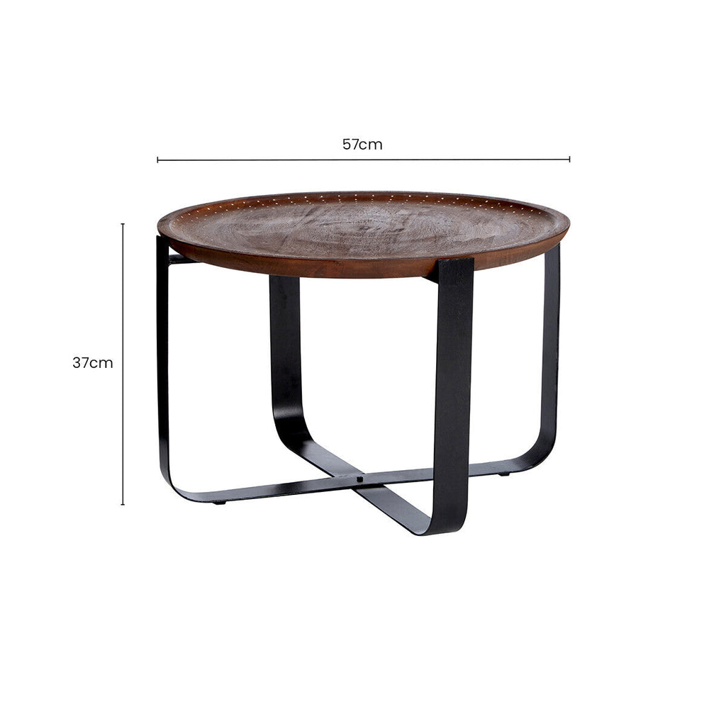 Orsina Templar Round Side Table – Modern Mango Wood Accent Table