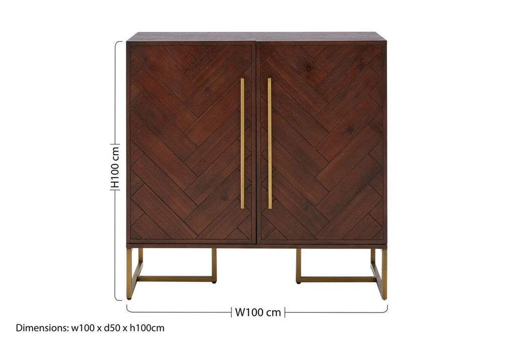 Orsina Brando Drinks Cabinet – Acacia Wood Effect Home Bar Storage