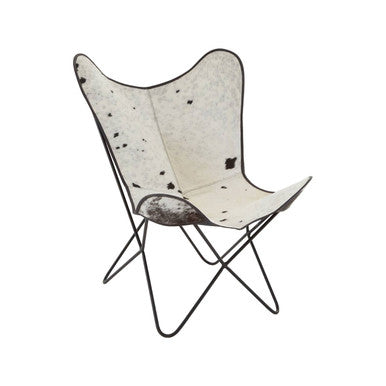 Orsina Buffalo Black and White Cowhide Butterfly Accent Lounge Chair