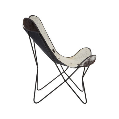 Orsina Buffalo Black and White Cowhide Butterfly Accent Lounge Chair