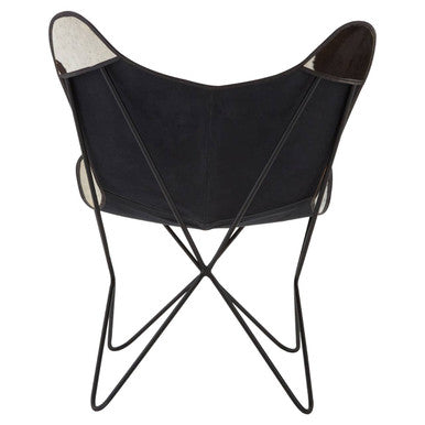 Orsina Buffalo Black and White Cowhide Butterfly Accent Lounge Chair