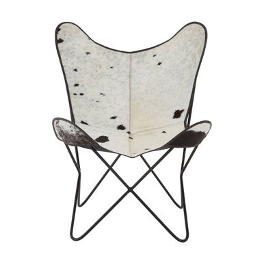 Orsina Buffalo Black and White Cowhide Butterfly Accent Lounge Chair