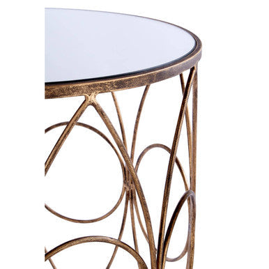 Orsina Avantis Round Mirrored Side Tables – Antique Copper Set of 2