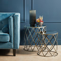 Orsina Avantis Silver Side Tables - Set of 2 Mirrored Round End Tables
