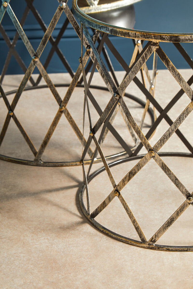 Orsina Avantis Silver Side Tables - Set of 2 Mirrored Round End Tables