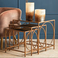 Orsina Avantis Nest of 3 Tables – Mirrored Glass & Bronze Metal