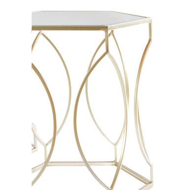 Orsina Avantis Hexagon Side Tables – Set of 2 Gold Mirrored Glass