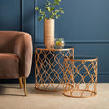 Orsina Avantis Set of 2 Mirrored Top Nesting Tables – Copper Gold