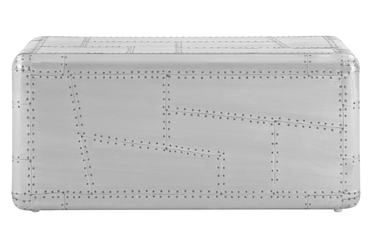Orsina Avro Industrial Coffee Table – Aluminium & Mango Wood with Drawer
