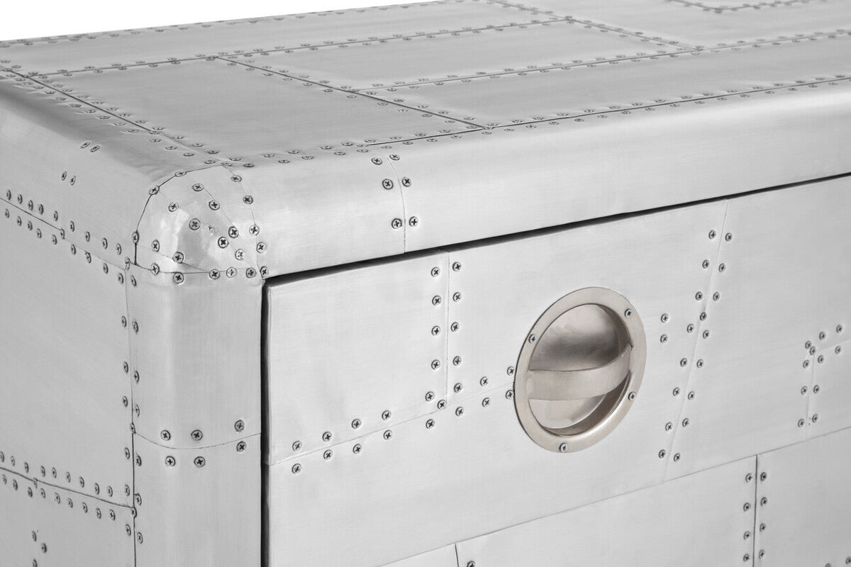 Orsina Avro Industrial Coffee Table – Aluminium & Mango Wood with Drawer