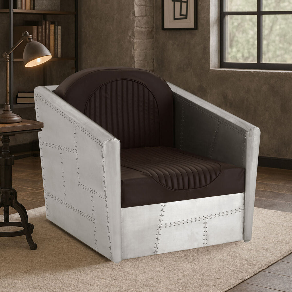 Orsina Avro Modern Armchair – Silver and Brown Lounge Occasional Chair