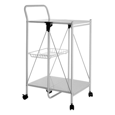 Orsina Harlow White Folding Kitchen Trolley – Rectangular Rolling Cart