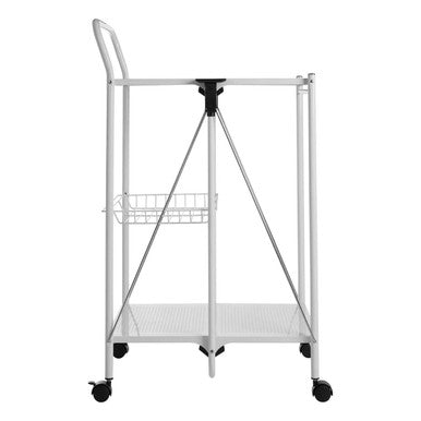 Orsina Harlow White Folding Kitchen Trolley – Rectangular Rolling Cart