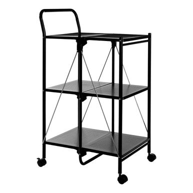 Orsina Harlow Black Rectangular Folding Kitchen Trolley Serving Cart