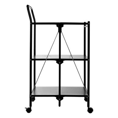 Orsina Harlow Black Rectangular Folding Kitchen Trolley Serving Cart