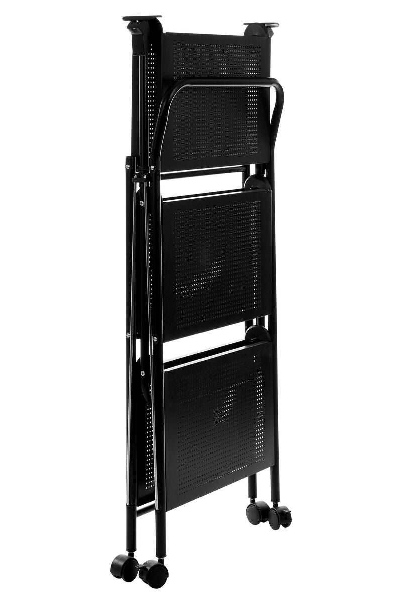 Orsina Harlow Black Rectangular Folding Kitchen Trolley Serving Cart