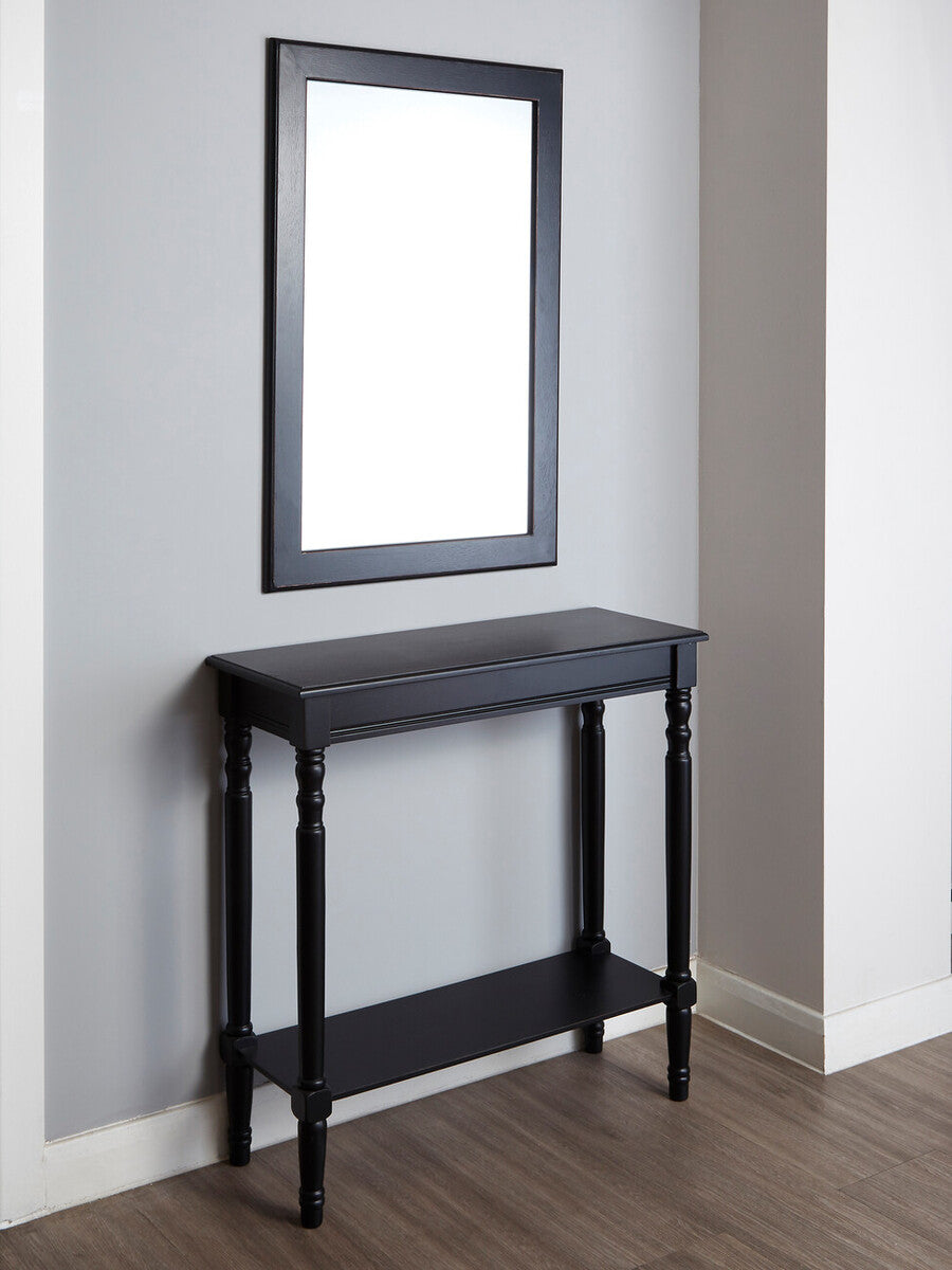 Orsina Heritage Black Console Table – Slim Natural Wood Entryway Desk
