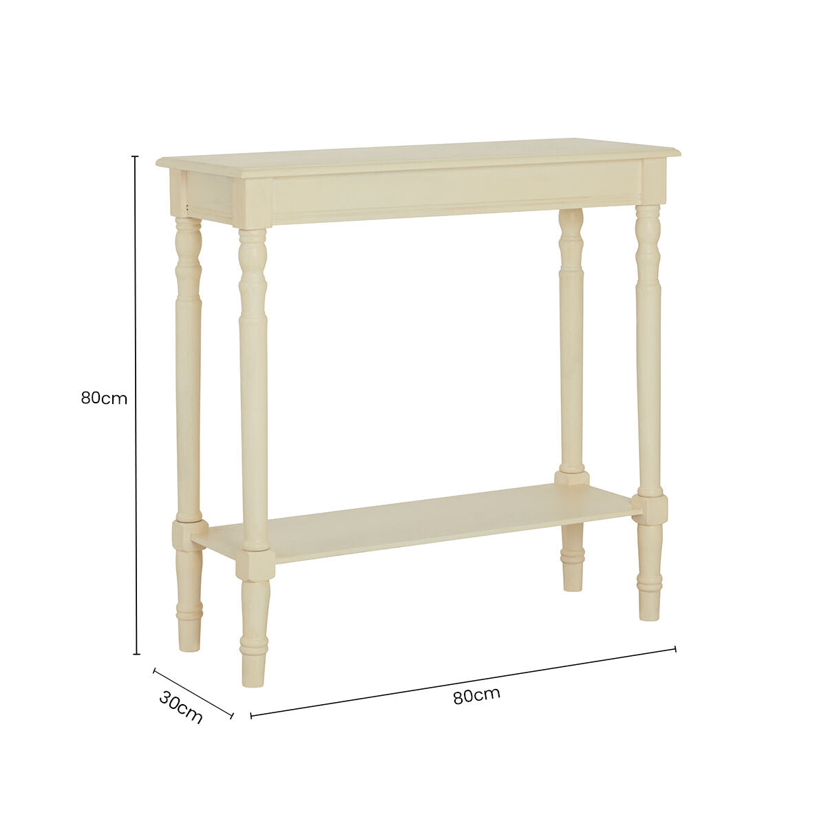 Orsina Heritage Ivory Console Table – White Pine Wood Rectangular