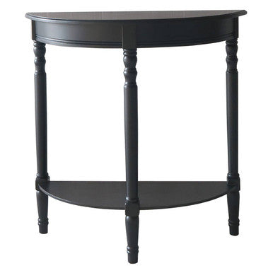 Orsina Heritage Black Pine Wood Half Moon Console Table with Spindle Legs