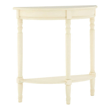 Orsina Heritage Ivory Console Table – Rounded White Pine Wood Accent