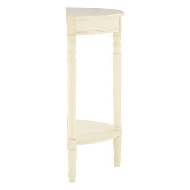 Orsina Heritage Ivory Console Table – Rounded White Pine Wood Accent