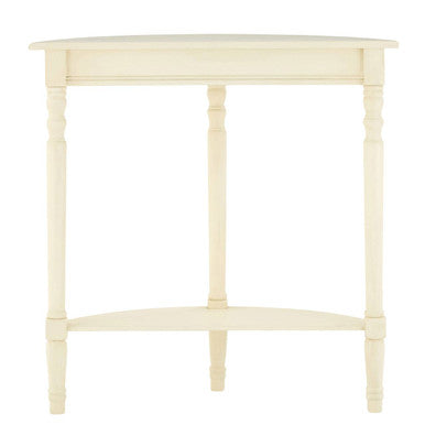 Orsina Heritage Ivory Console Table – Rounded White Pine Wood Accent