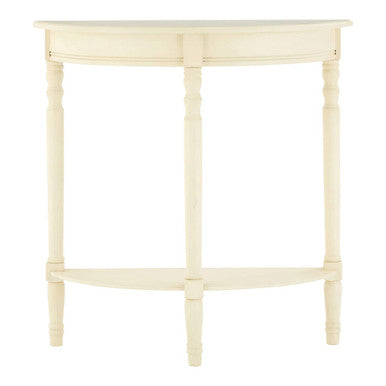 Orsina Heritage Ivory Console Table – Rounded White Pine Wood Accent