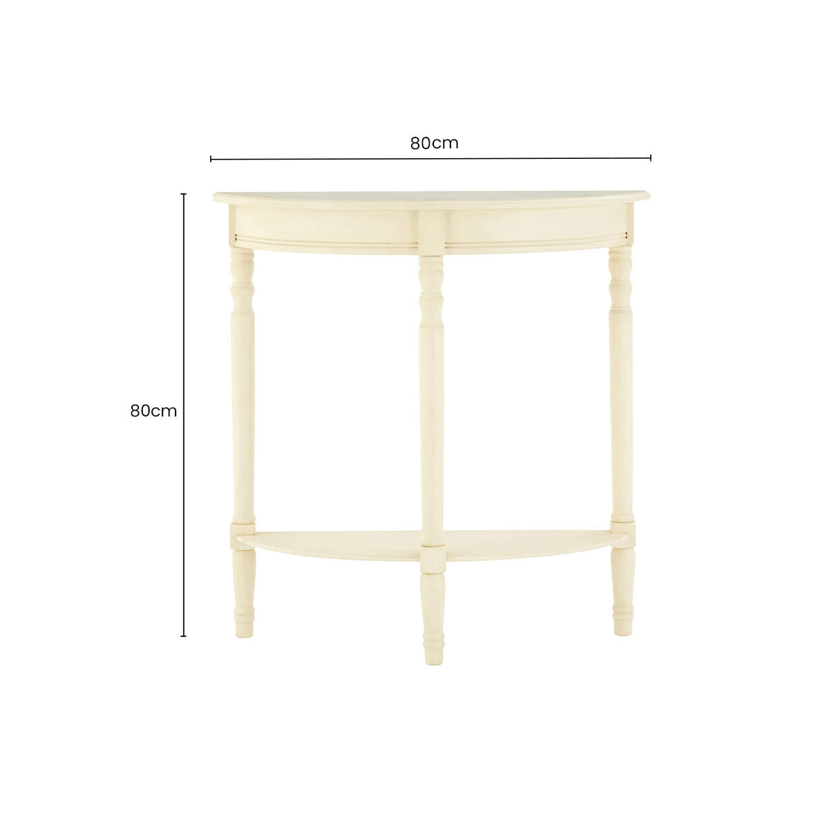 Orsina Heritage Ivory Console Table – Rounded White Pine Wood Accent