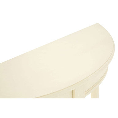 Orsina Heritage Ivory Console Table – Rounded White Pine Wood Accent