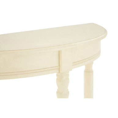 Orsina Heritage Ivory Console Table – Rounded White Pine Wood Accent