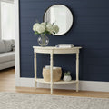 Orsina Heritage Ivory Console Table – Rounded White Pine Wood Accent