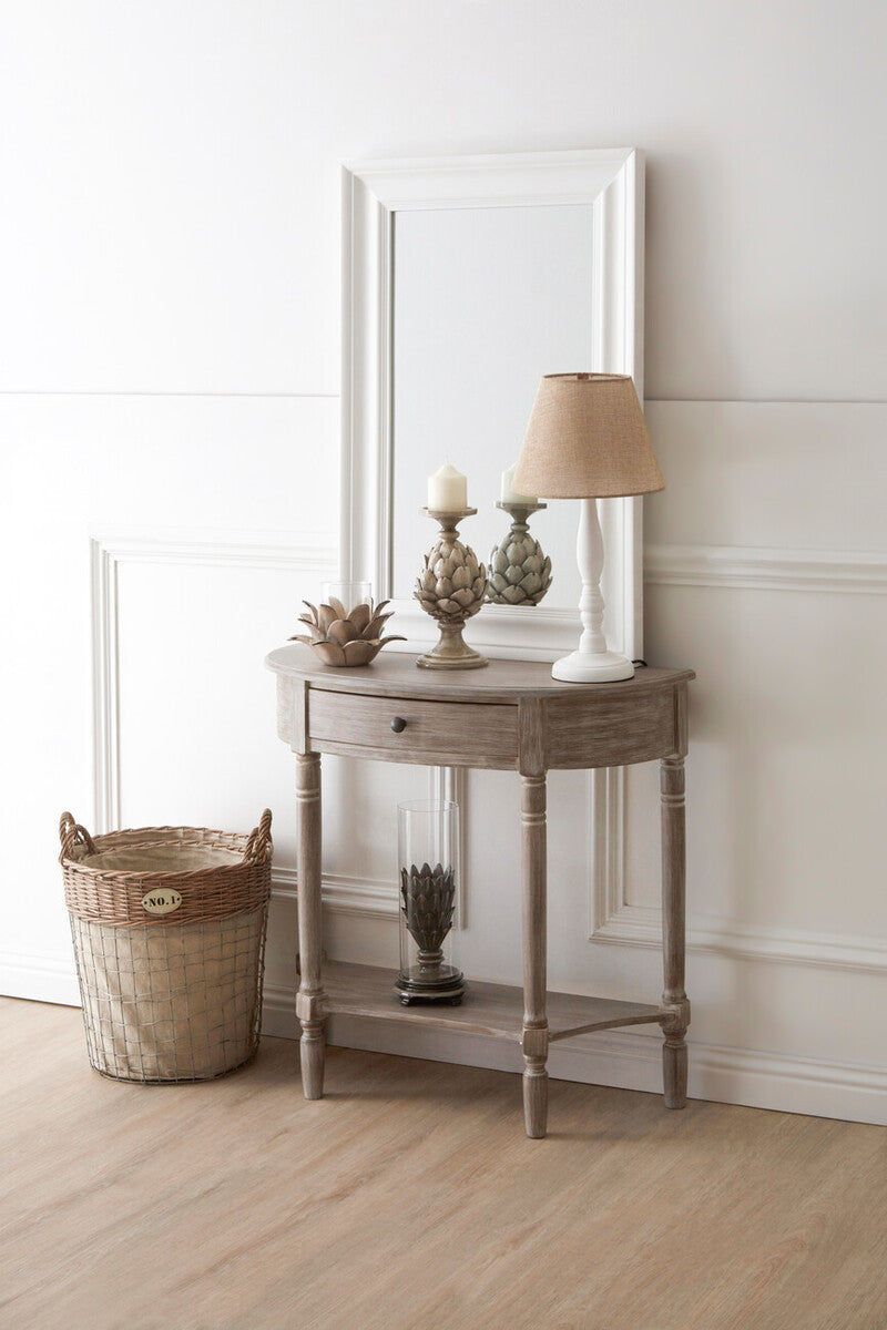 Orsina Heritage Half Moon Console Table – Natural Wash Wood Finish