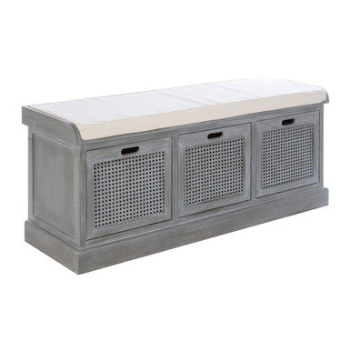 Orsina Heritage Slate Grey Storage Bench with 3 Drawers and Cushion
