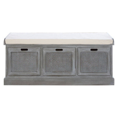 Orsina Heritage Slate Grey Storage Bench with 3 Drawers and Cushion