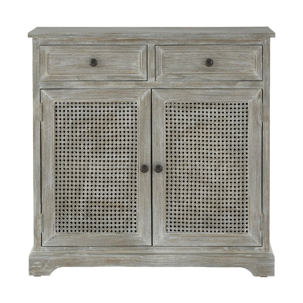 Orsina Heritage Grey Wash Lattice Door Cabinet | 2-Drawer Storage
