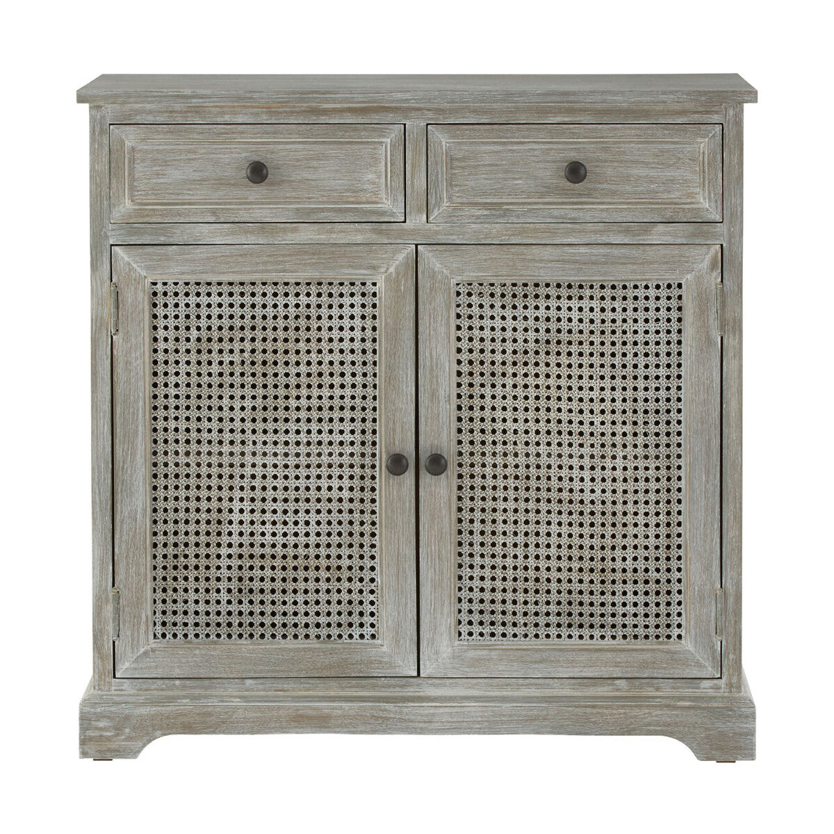 Orsina Heritage Grey Wash Lattice Door Cabinet | 2-Drawer Storage