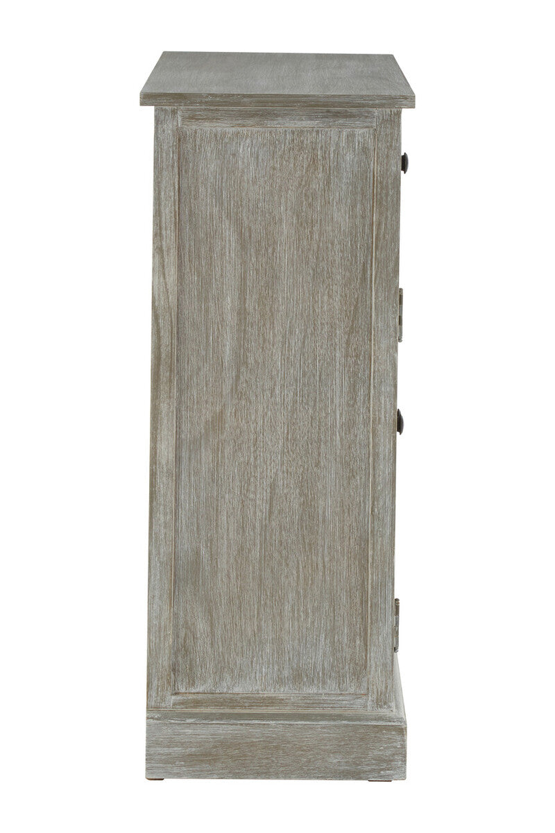 Orsina Heritage Grey Wash Lattice Door Cabinet | 2-Drawer Storage