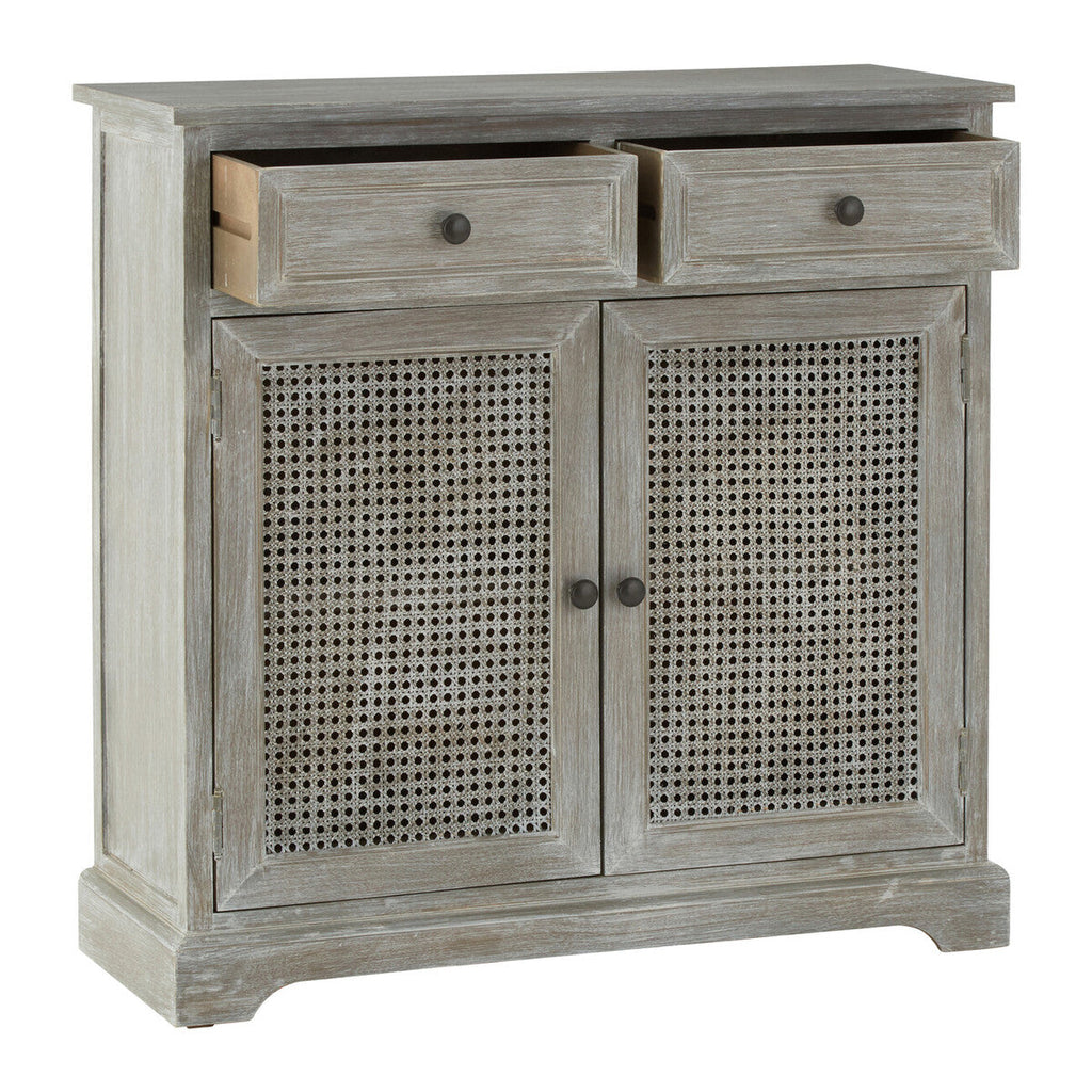 Orsina Heritage Grey Wash Lattice Door Cabinet | 2-Drawer Storage