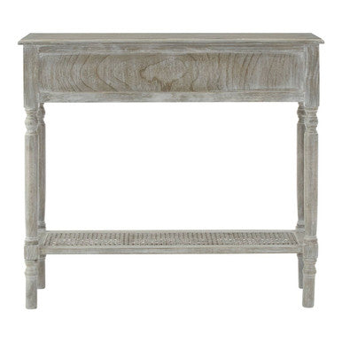 Orsina Heritage Grey Wash Pine Wood 2-Drawer Rectangular Console Table