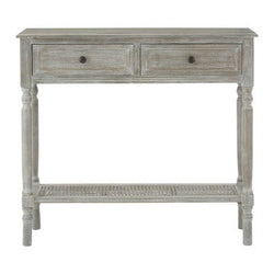Orsina Heritage Grey Wash Pine Wood 2-Drawer Rectangular Console Table