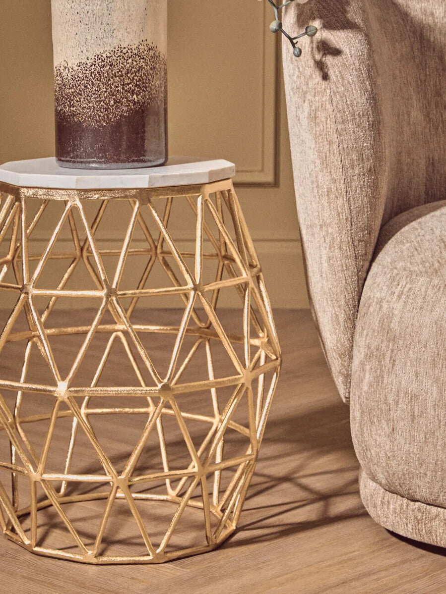 Orsina Templar Marble and Gold Side Table – Modern Accent Furniture
