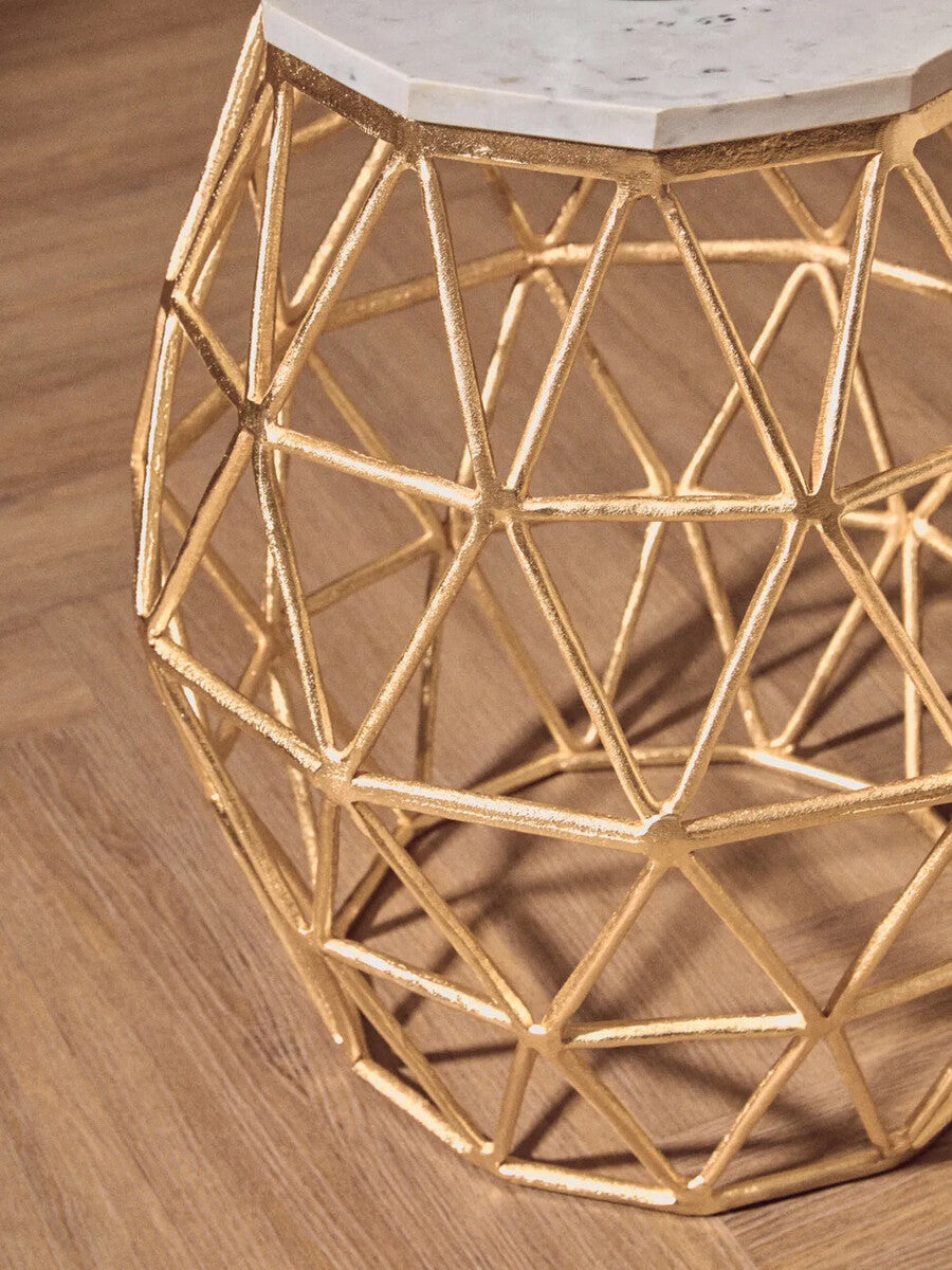Orsina Templar Marble and Gold Side Table – Modern Accent Furniture