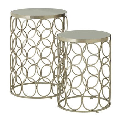 Orsina Templar Marble and Nickel Side Tables – Set of 2 Modern Tables