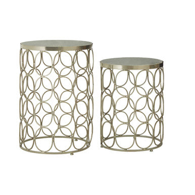 Orsina Templar Marble and Nickel Side Tables – Set of 2 Modern Tables